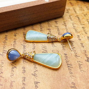 Vintage Natural Stone Geometry Earrings