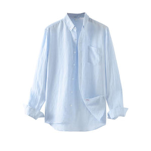 Men's Linen Button Down Pocket Shirt