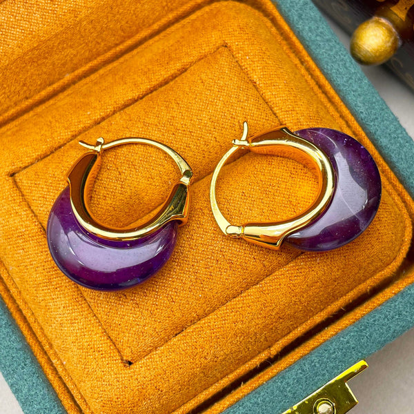 Simple and Natural Amethyst U-shaped Ear Buckle