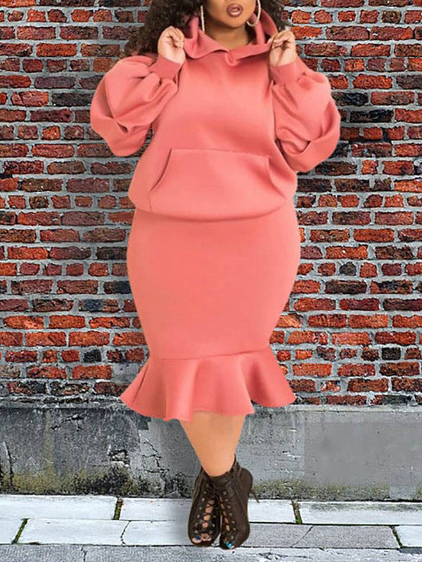 Hoodie Sweater Flounce Skirt Set