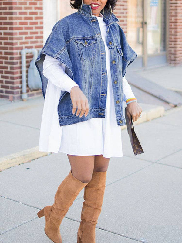 Irregular Button Denim Coat