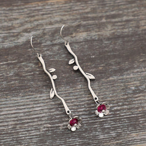 Retro Rose Amethyst Earrings