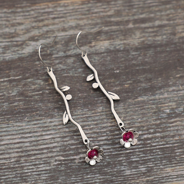 Retro Rose Amethyst Earrings