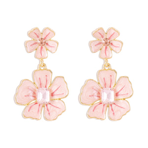 Flower Oil Dropping Earrings