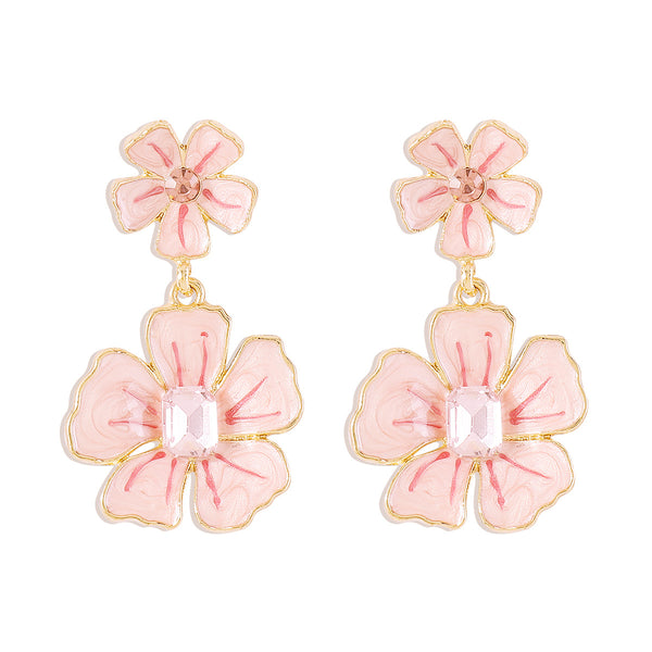 Flower Oil Dropping Earrings