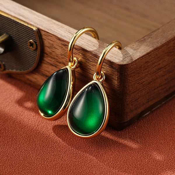 Vintage drop emerald earrings