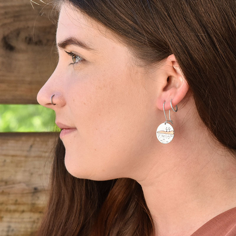 Circular Carved Metal Earrings