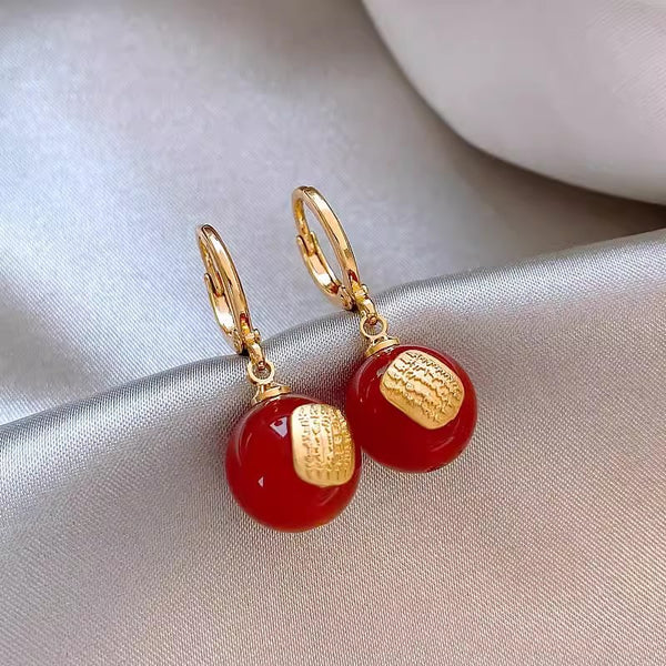 Red and green agate earrings