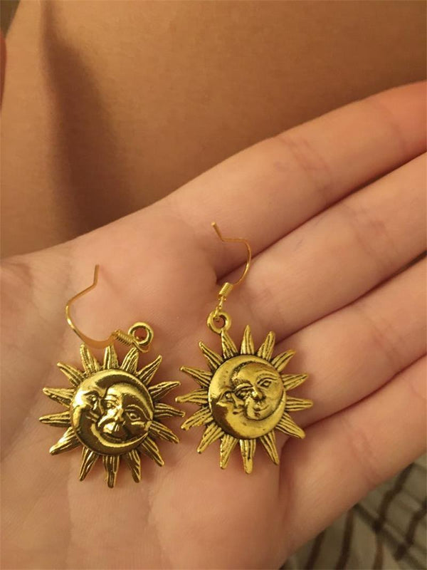 Retro Sun And Moon Earrings