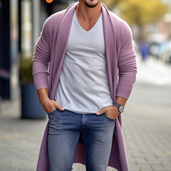 Men's knitted long cardigan