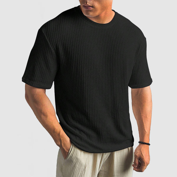 Men's Casual Knit Textured Breathable Crew Neck T-Shirt