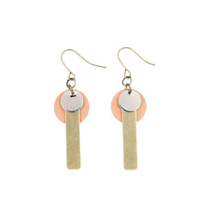 Retro Long Bar Circle Earrings