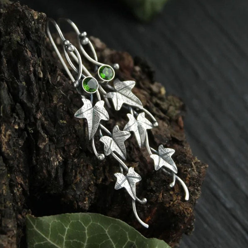 Vintage plant leaves vine earrings