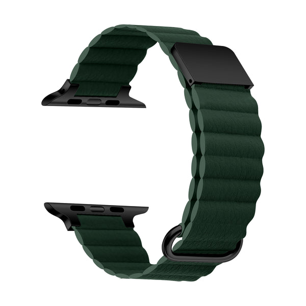 Men's Genuine Leather Magnetic Reverse Buckle Loop Strap