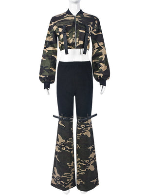 Camouflage Jacket & Pants Denim Set