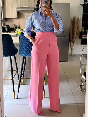 Solid Wide Leg Pants