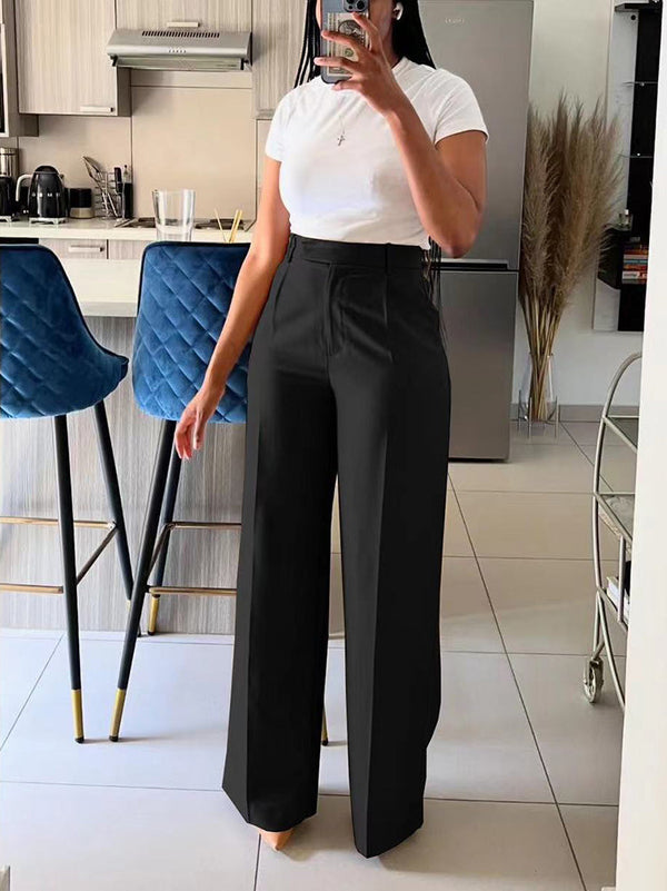 Solid Wide Leg Pants