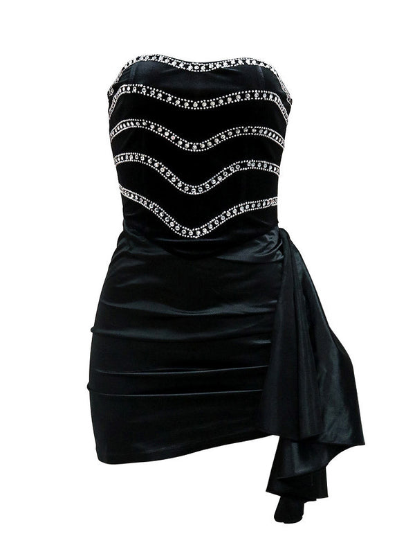 Rhinestone Strapless Ruched Dress