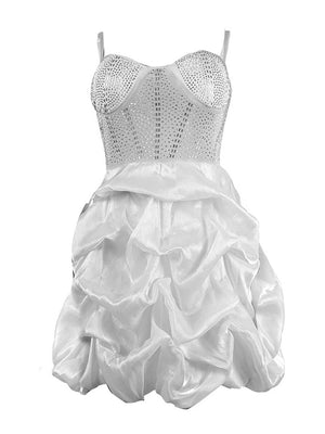 Rhinestone Mesh Ruffle Dress