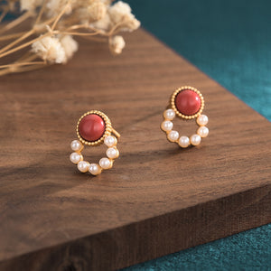 Gemstone Pearl Earrings