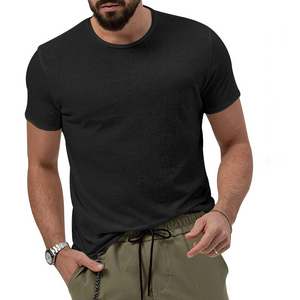 Men's Summer Solid Color Quick-Dry Round Collar Casual Top