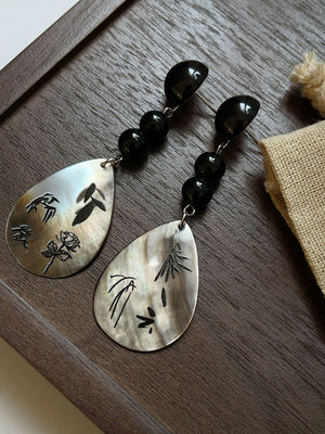 New Black Design WhiteEarrings