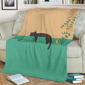 Abstract Creative Lazy Black Cat Painting Art Blanket