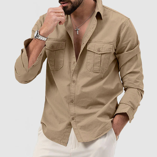 Men's Casual Cotton Workwear Pocket Shirt