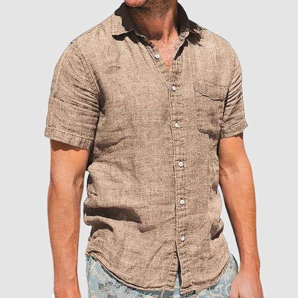 Gentleman's Vacation Soft Two-tone Cotton Linen Shirt