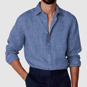 Men's cotton and linen anti-wrinkle shirt