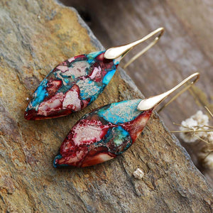 Emperor Stone Leaf Pendant Earrings