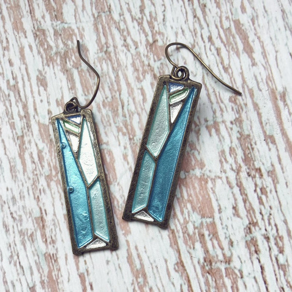 Vintage Blue Painted Earrings