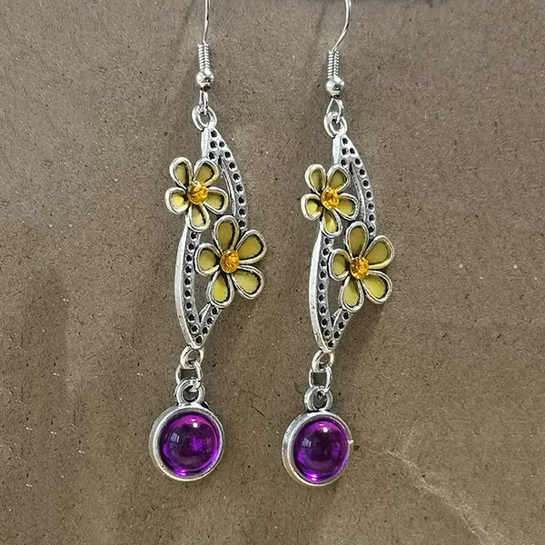 Flower Purple Stone Earrings