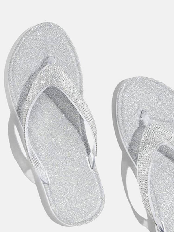 Rhinestone Sequin Flip-Flops