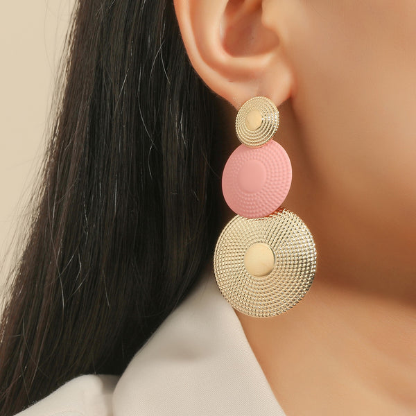 Personalized Embossed Circle Vintage Earrings