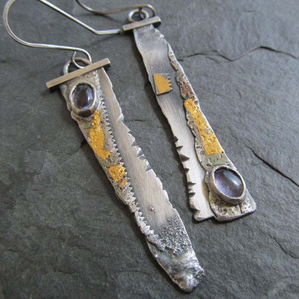 Vintage Natural Stone Saw Earrings