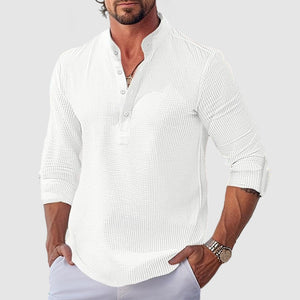 Men's Casual Beach Everyday Pineapple Textured Cotton Shirt