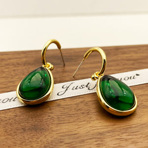 Vintage drop emerald earrings