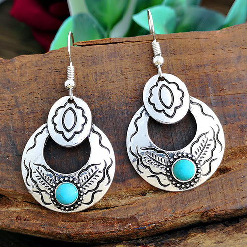 Floral Hollow Geometric Leaf Earrings