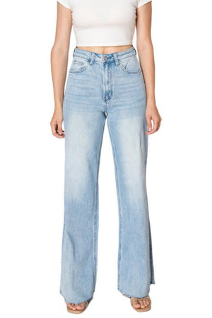 High Waisted Light Blue Wide Leg Jeans