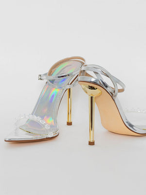 Metallic Clear Gem Stiletto Heels