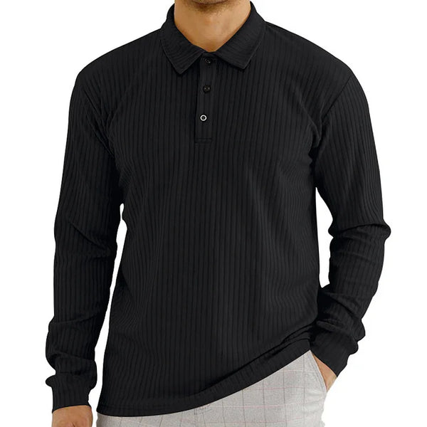 Men's Spring Knit Lapel Polo Neck Long Sleeve Shirts