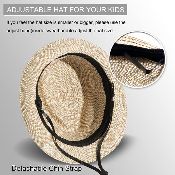 Men Short Brim Straw Hat Panama Fedora Hat Summer Beach Sun Trilby Hat Packable Roll Up Hat