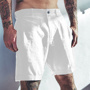 Men's Cotton Linen Capris Beach Elastic Waist Basic Casual Shorts