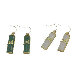 Bamboo Knot Jade Marrow  Earrings