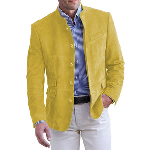Men's Classic Soild Color Vintage Casual Button Down Jacket