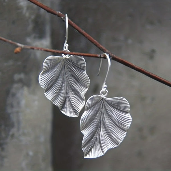 Retro Silver Leaf Earrings