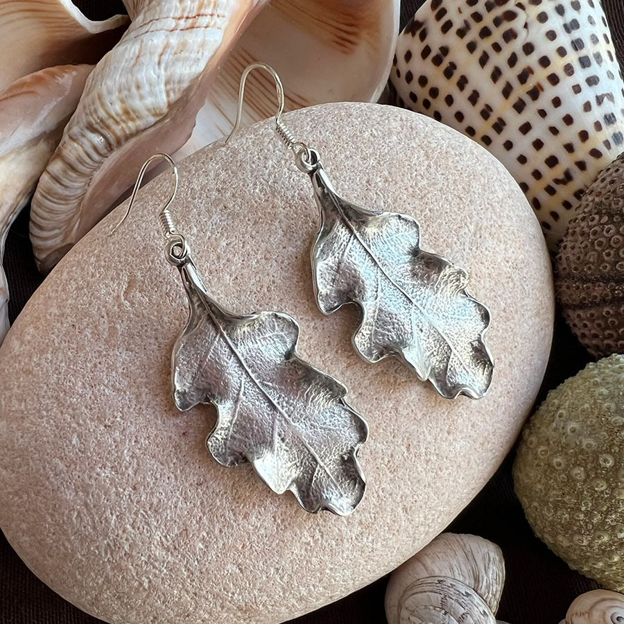 Retro Leaf Antique Silver Earrings