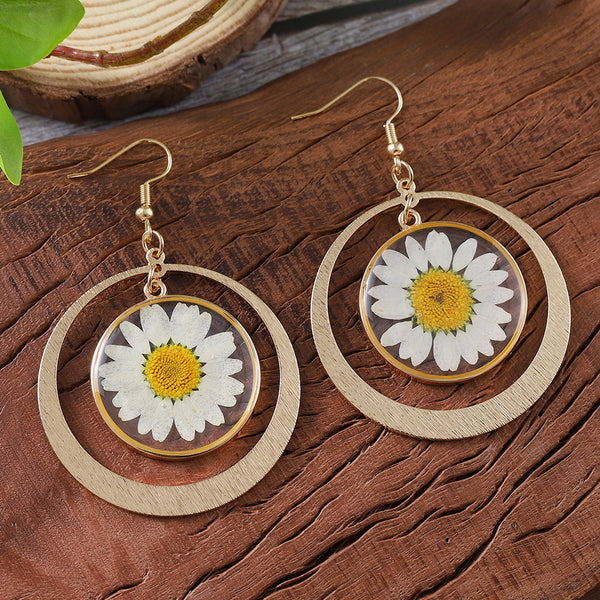 Vintage Daisy Dried Flower Earrings