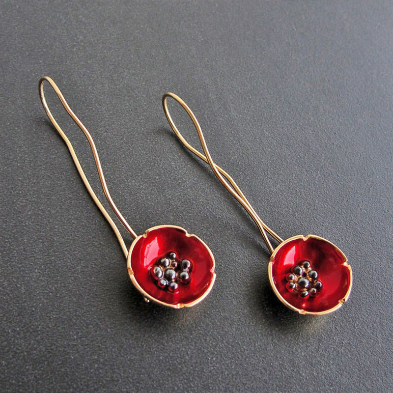 Two color round flower earrings